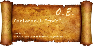 Oszlanszki Ernő névjegykártya